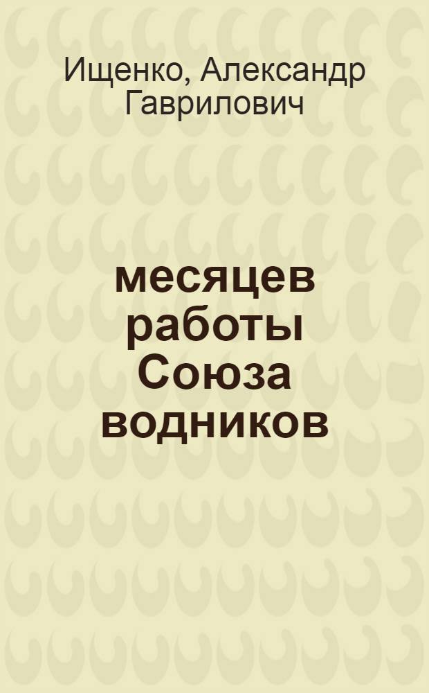 16 месяцев работы Союза водников