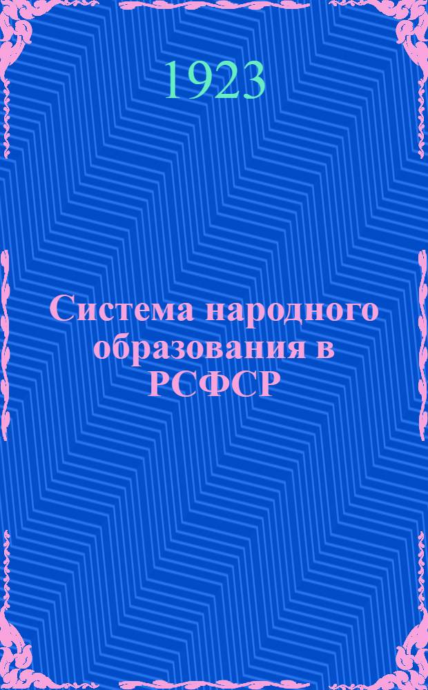 Система народного образования в РСФСР : Конспект к 8 лекциям, прочит. на курсах по переподготовке работников просвещения в г. Вольске, Сарат. губ. в 1923 г