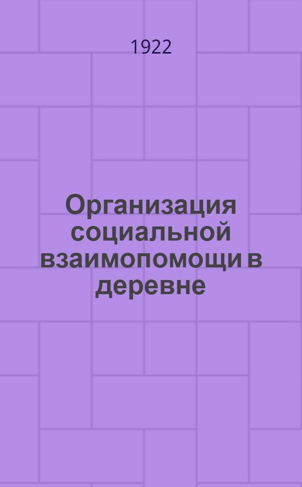 Организация социальной взаимопомощи в деревне