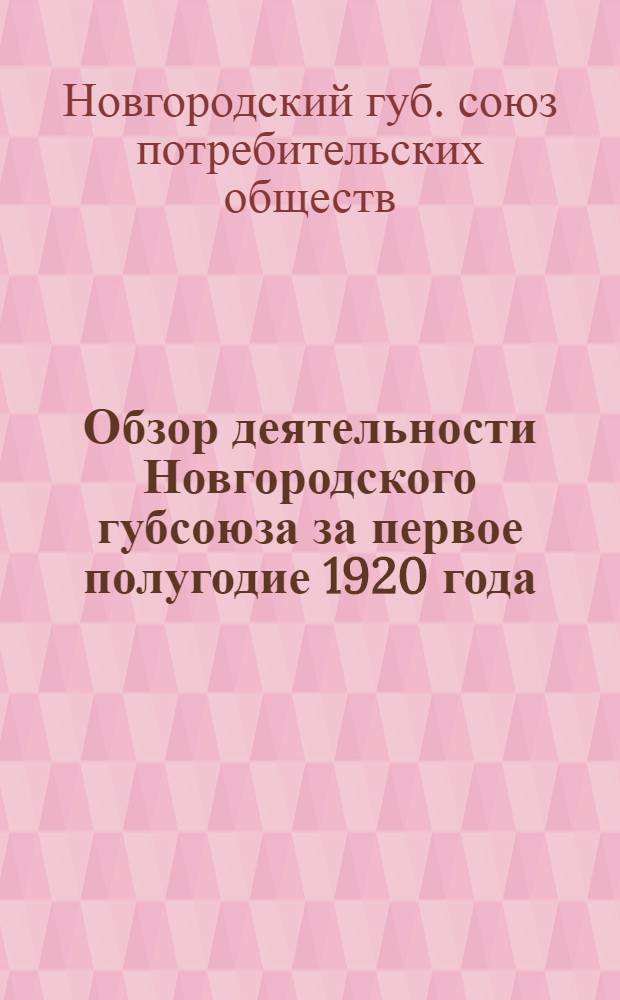Обзор деятельности Новгородского губсоюза за первое полугодие 1920 года