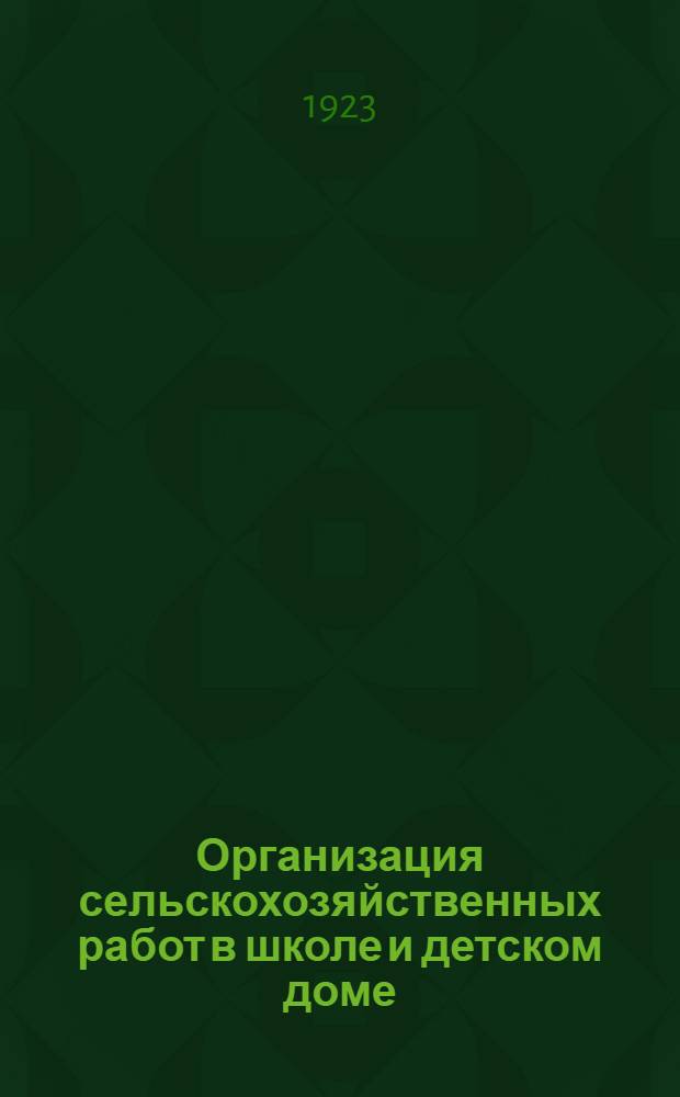 Организация сельскохозяйственных работ в школе и детском доме