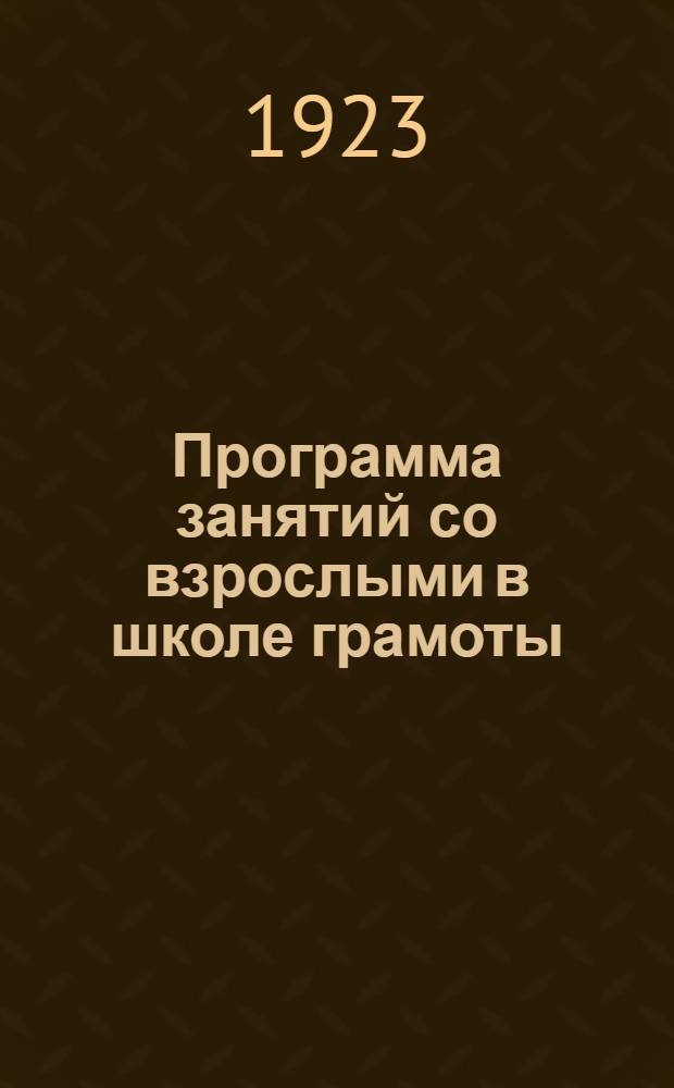 Программа занятий со взрослыми в школе грамоты : С подроб. практ. указаниями в работе