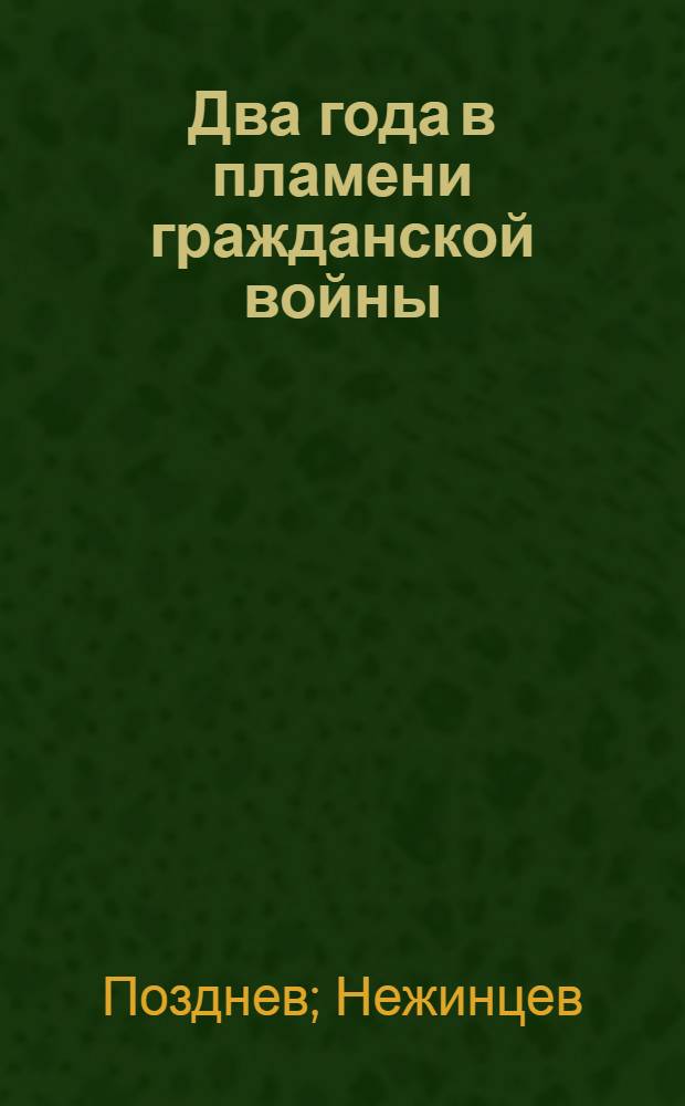 Два года в пламени гражданской войны : 1919- июнь - 1921 : Ист. очерк походно-боевой жизни 45-й Сов. стрелковой краснознаменной дивизии за два года существования : Юбил. изд. Политотд. Н-ской сов. стр. дивизии