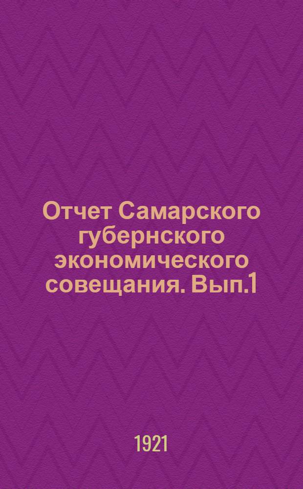 Отчет Самарского губернского экономического совещания. Вып.1
