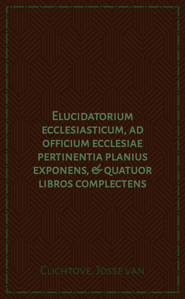 Elucidatorium ecclesiasticum, ad officium ecclesiae pertinentia planius exponens, & quatuor libros complectens : primus hymnos de tempore & sanctis per totum anni spacium, adiecta explanatione declarat; Secundus nonnulla cantica ecclesiastica, antiphonas & responsoria, una cum benedictionibus candelarum, caerei paschalis & fontium familiariter explanat; Tertius, ea quae ad missae pertinent officium, praesertim praefationes & sacrum canonem breviter explicat; Quartus, prosas quae in sancti altaris sacrificio ante Evangelium dicuntur, tam de temporeque sanctis facili annotatione dilucidat