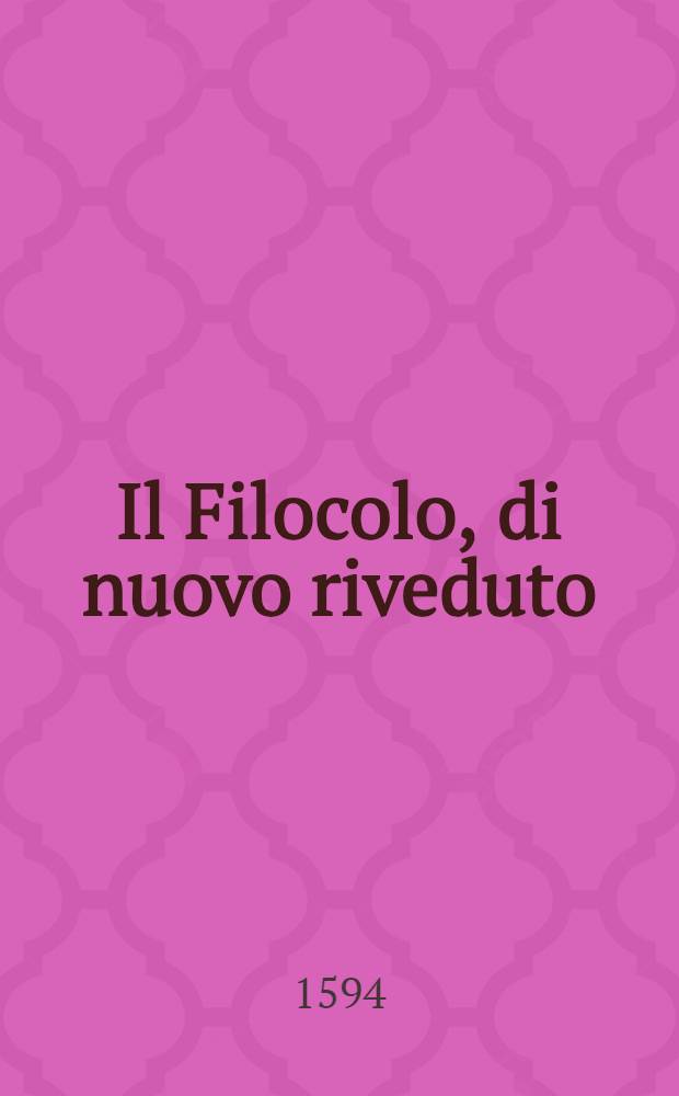 Il Filocolo, di nuovo riveduto