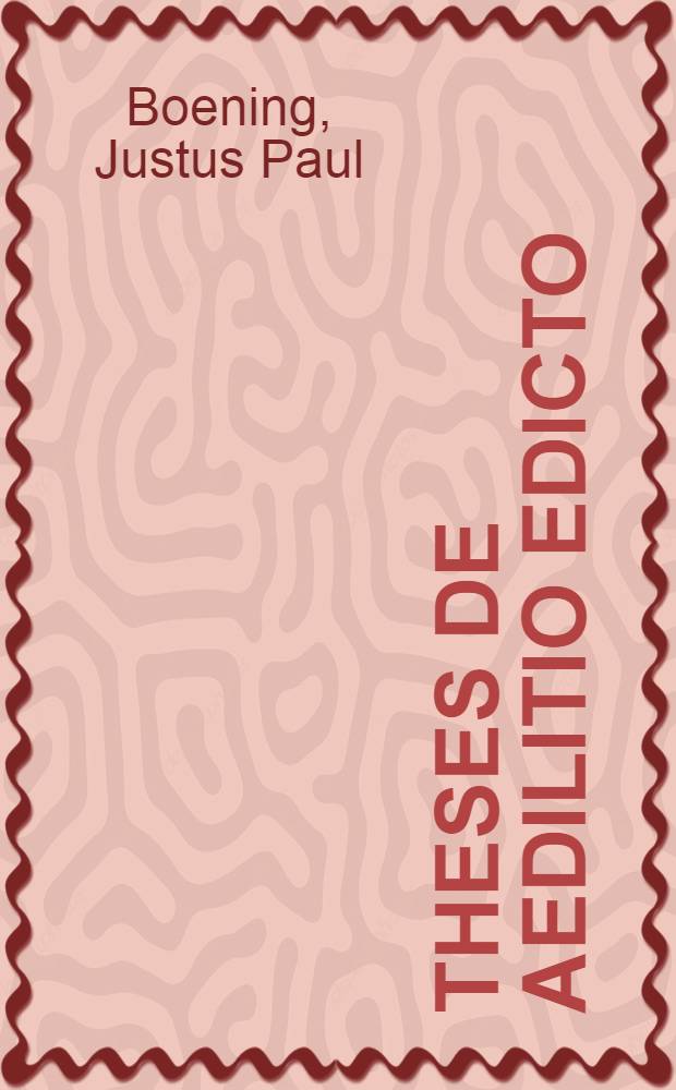 Theses de aedilitio edicto