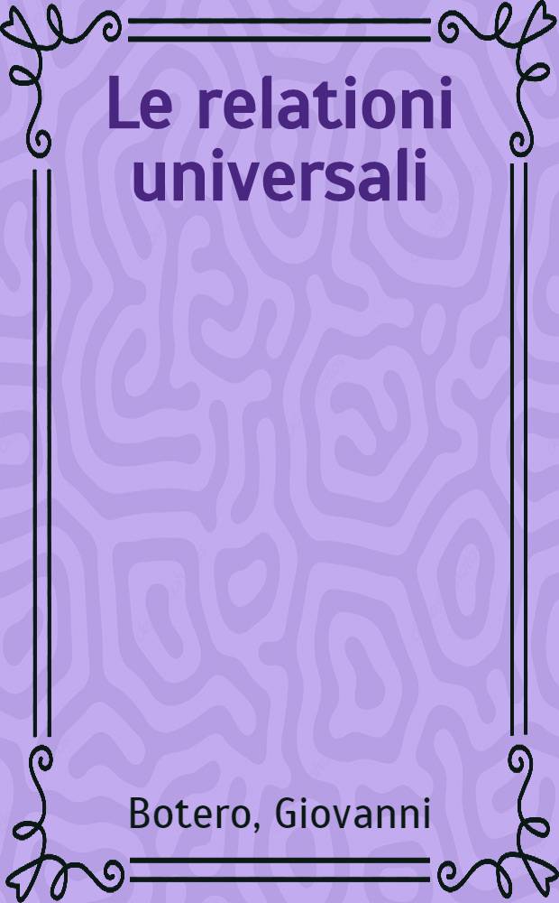 Le relationi universali