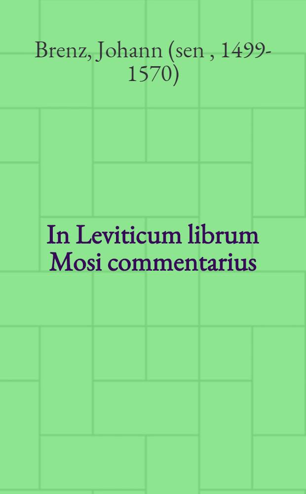 In Leviticum librum Mosi commentarius