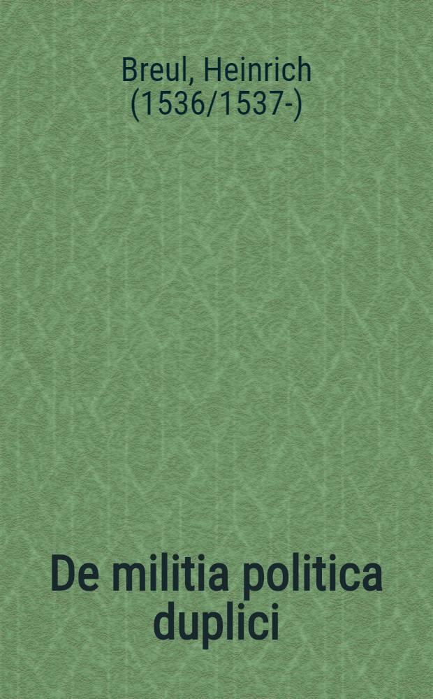 De militia politica duplici: togata et armata