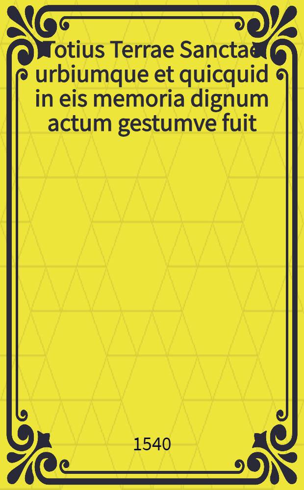 Totius Terrae Sanctae urbiumque et quicquid in eis memoria dignum actum gestumve fuit