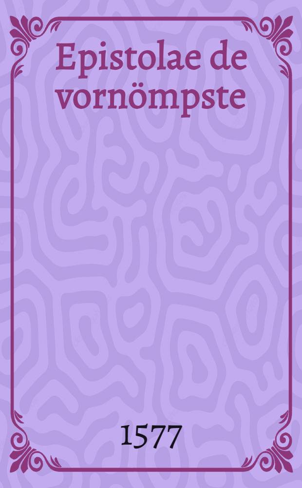 Epistolae de vornömpste