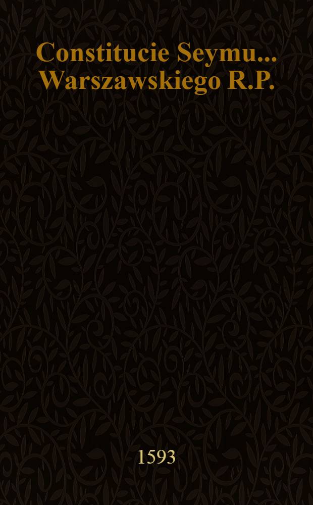 Constitucie Seymu... Warszawskiego R.P.
