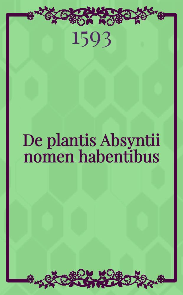 De plantis Absyntii nomen habentibus