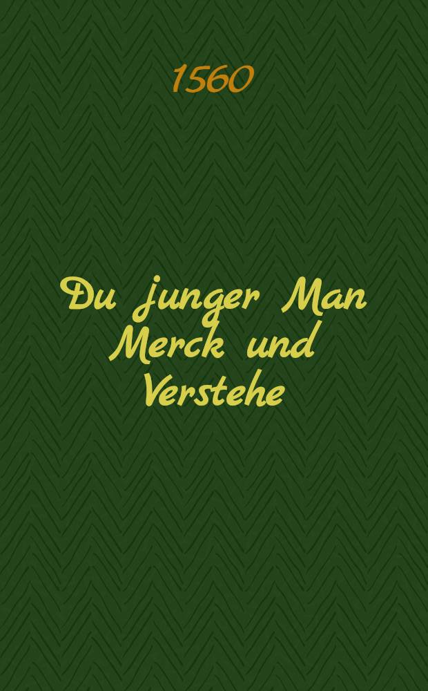 Du junger Man Merck und Verstehe