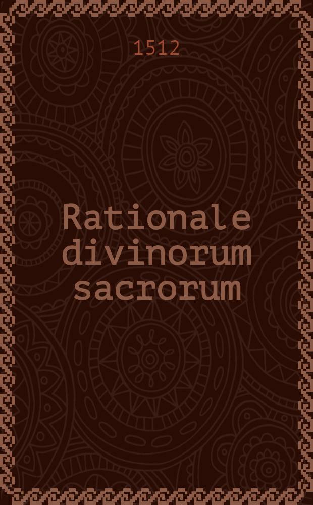 Rationale divinorum sacrorum