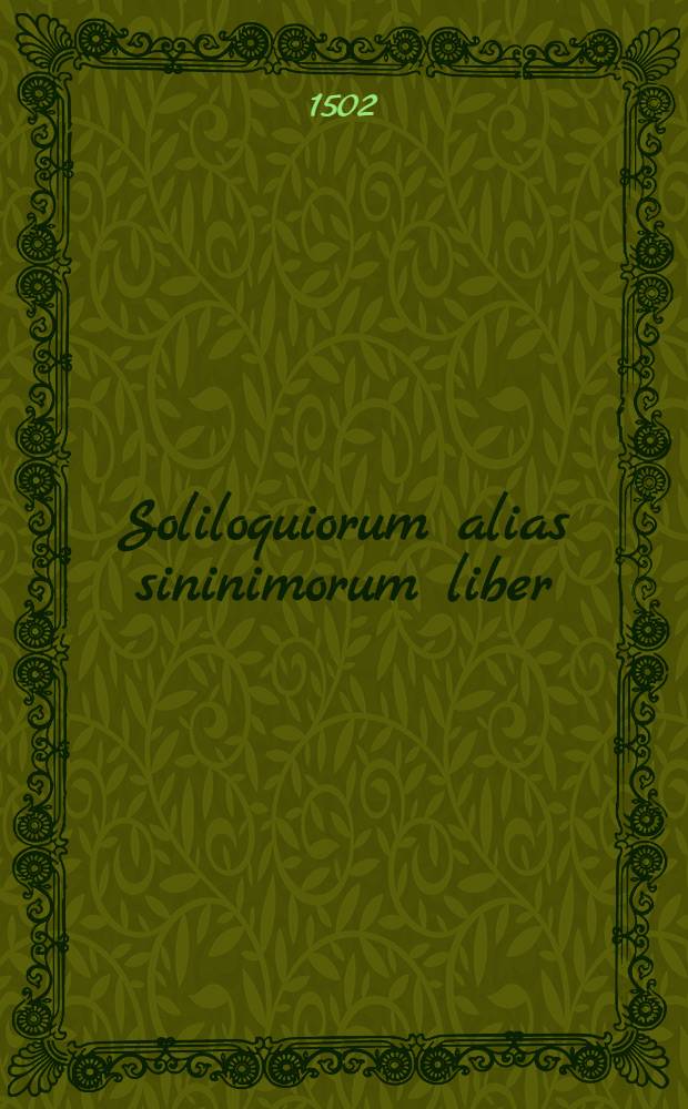 Soliloquiorum alias sininimorum liber