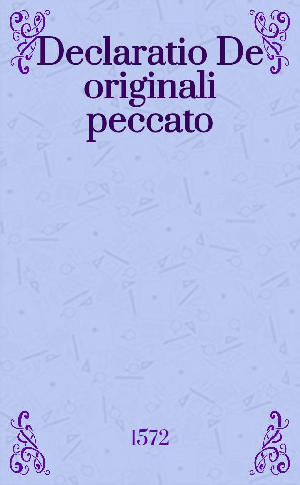 Declaratio De originali peccato