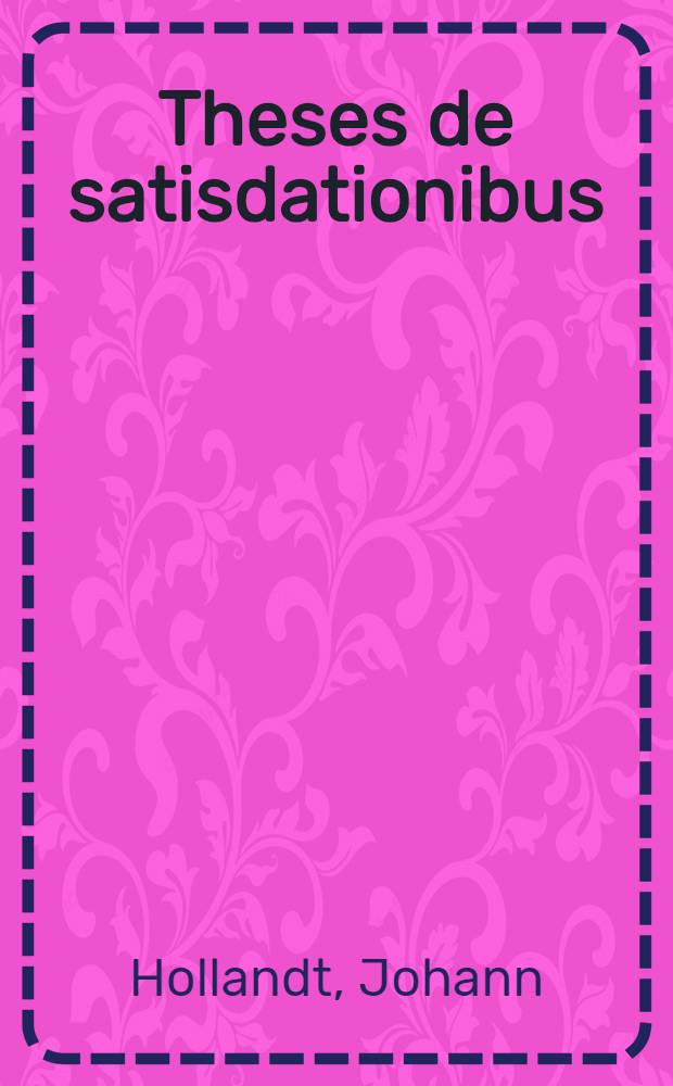 Theses de satisdationibus