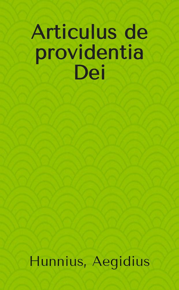 Articulus de providentia Dei
