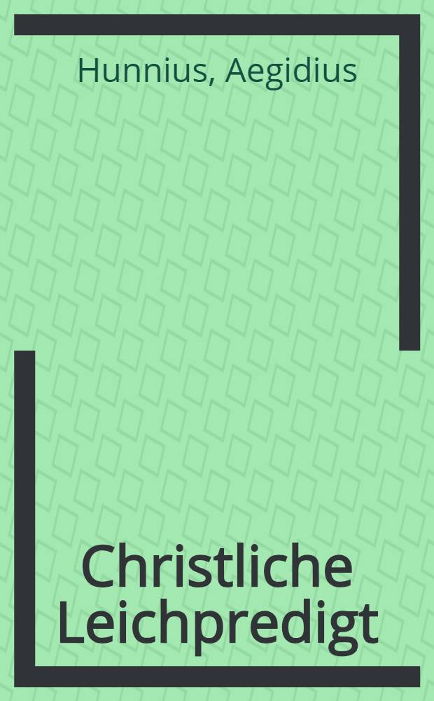 Christliche Leichpredigt