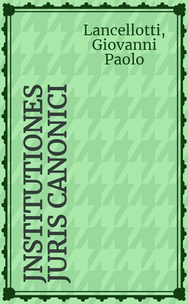 Jnstitutiones juris canonici
