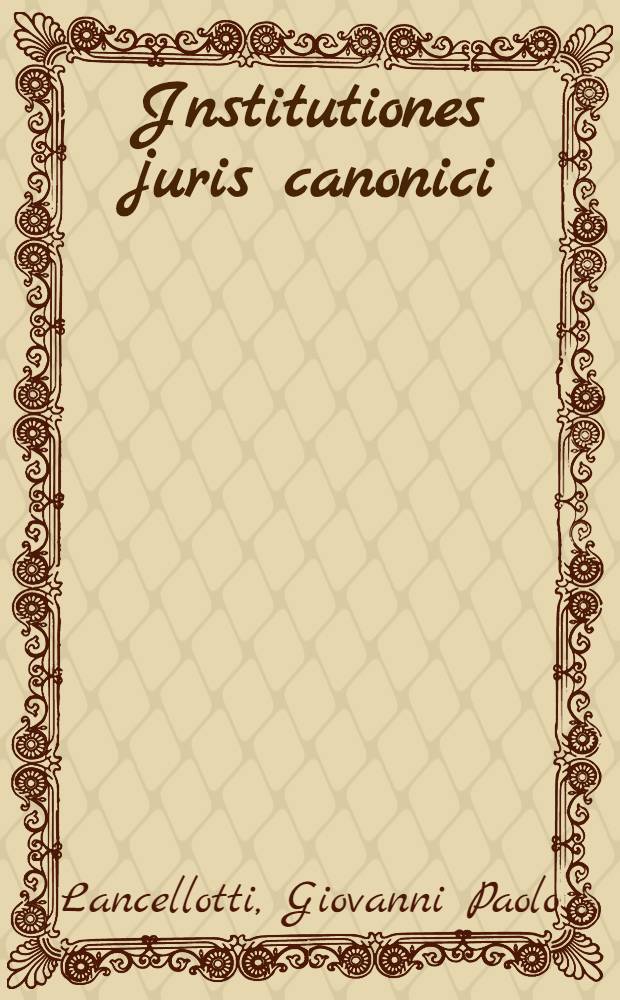 Jnstitutiones juris canonici
