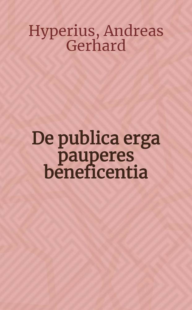 De publica erga pauperes beneficentia