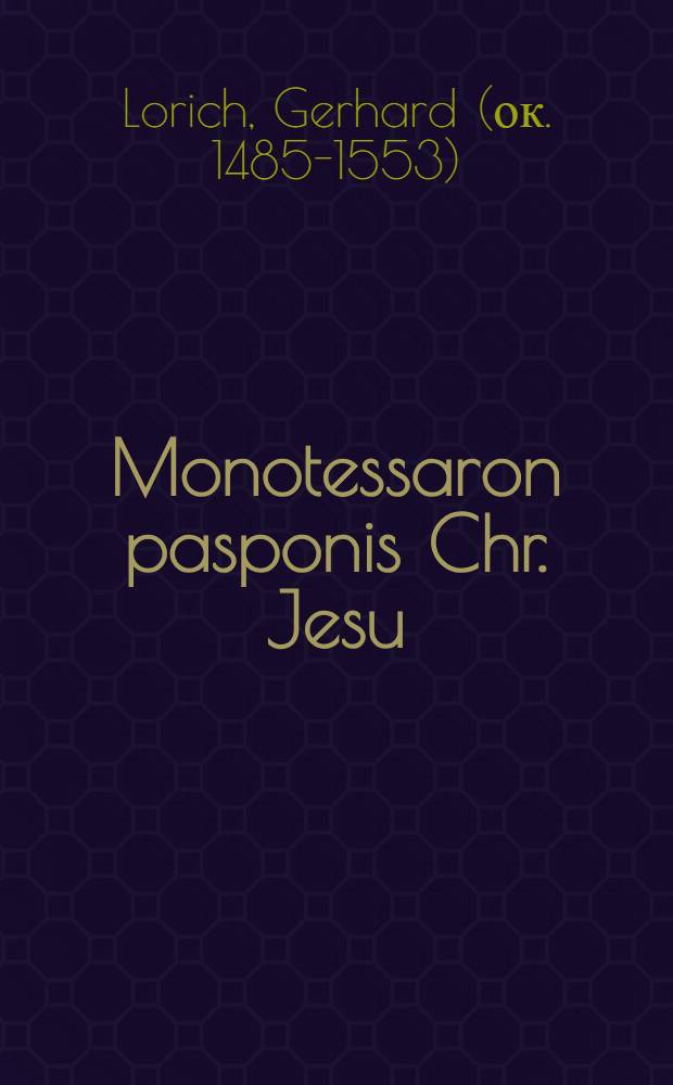 Monotessaron pasponis Chr. Jesu