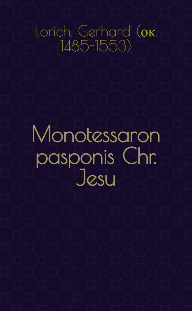 Monotessaron pasponis Chr. Jesu