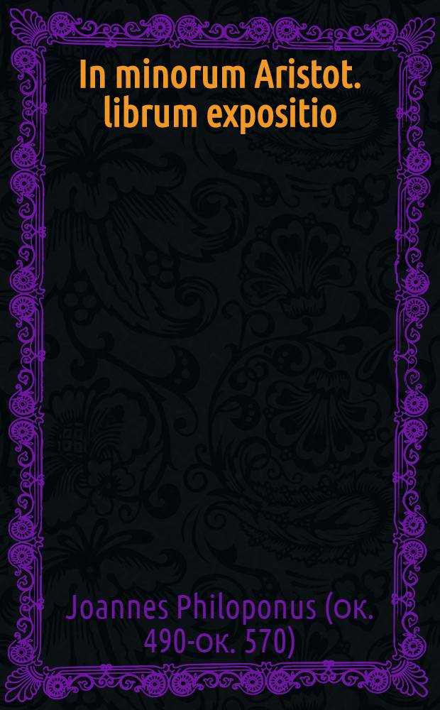 In minorum Aristot. librum expositio