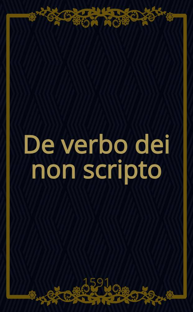 De verbo dei non scripto
