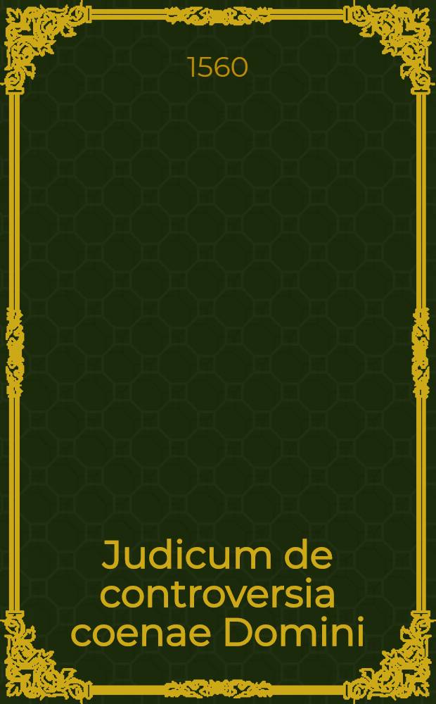 Judicum de controversia coenae Domini