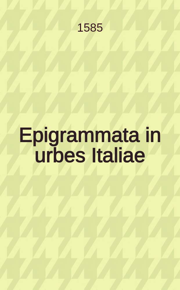Epigrammata in urbes Italiae