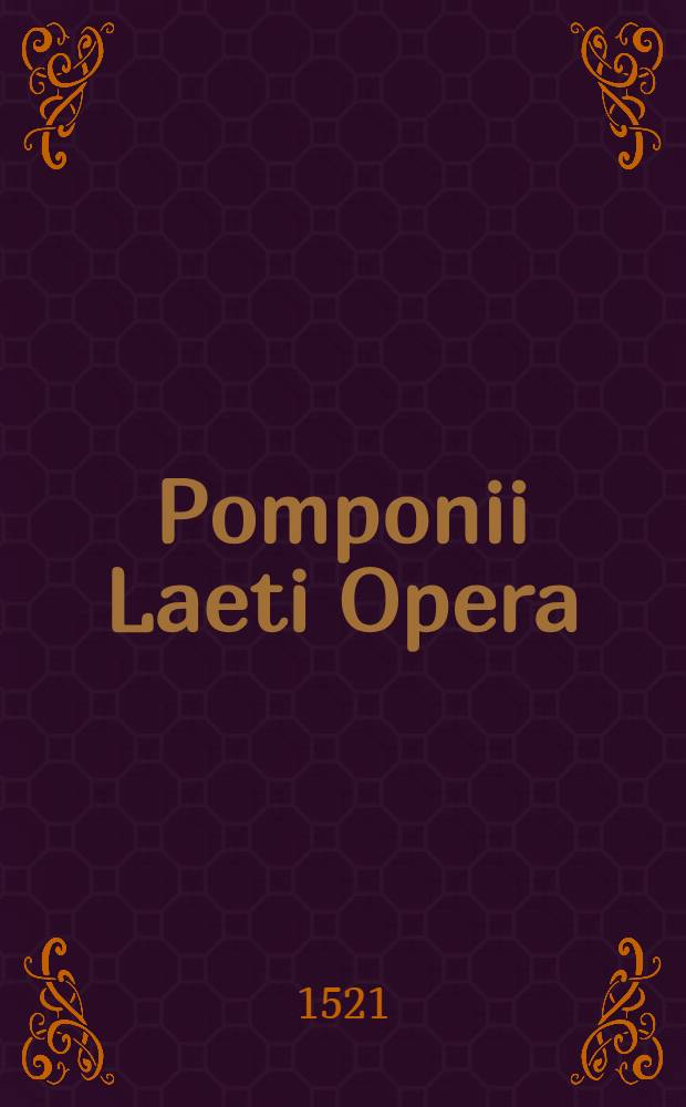 Pomponii Laeti Opera