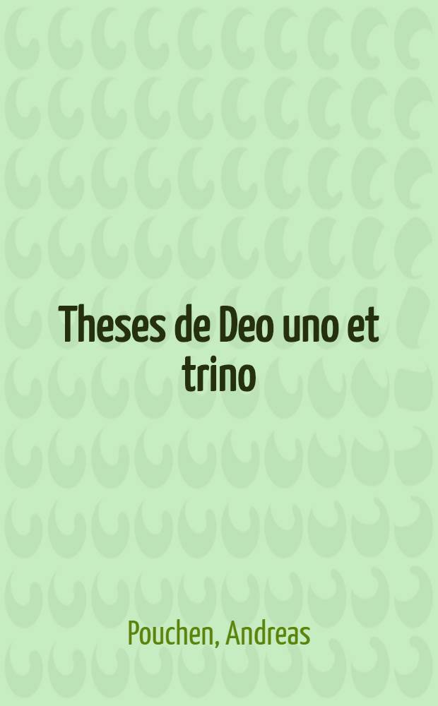Theses de Deo uno et trino