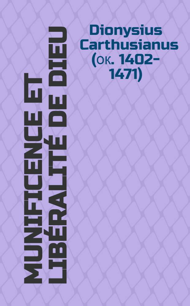 Munificence et libéralité de Dieu