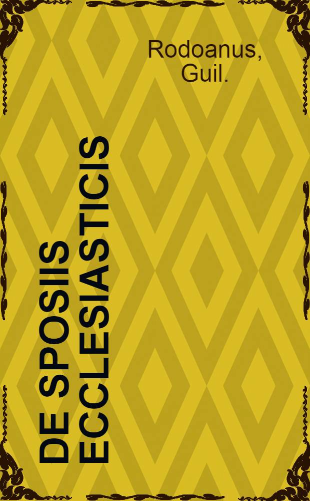 De sposiis ecclesiasticis