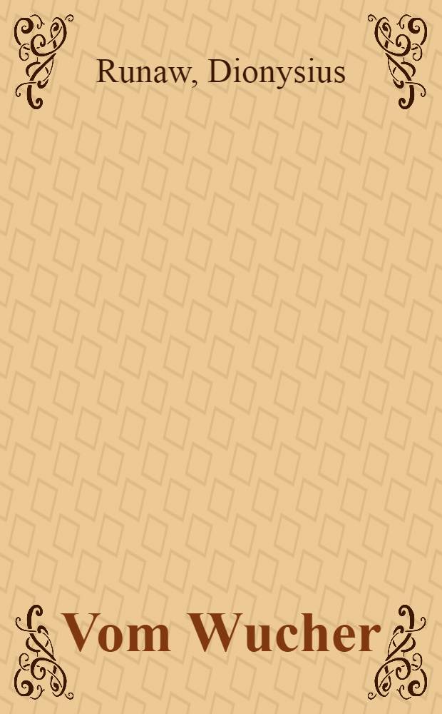 Vom Wucher