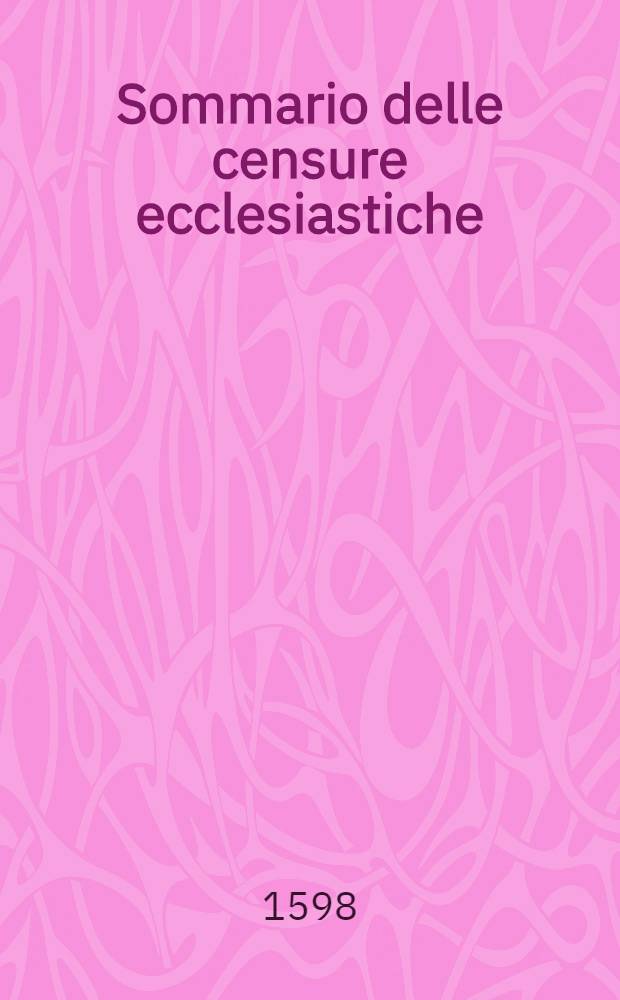 Sommario delle censure ecclesiastiche