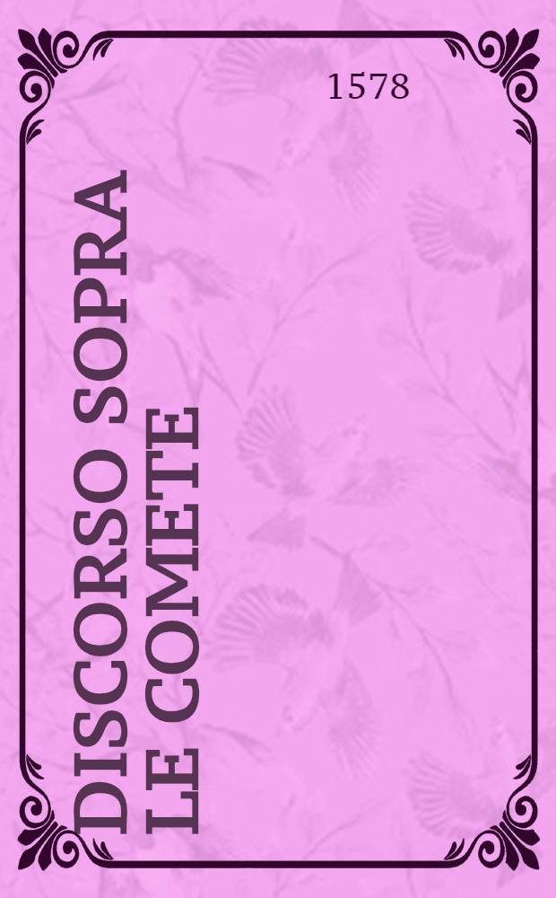 Discorso sopra le comete