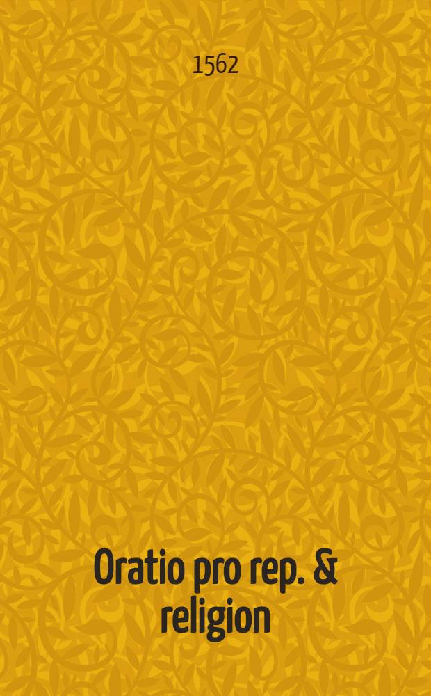 Oratio pro rep. & religion
