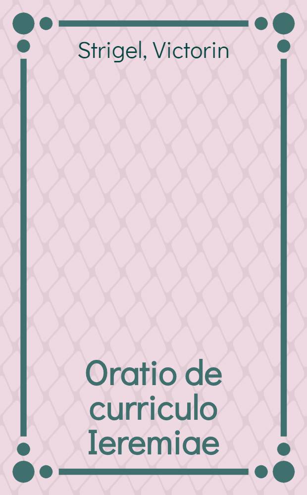 Oratio de curriculo Ieremiae