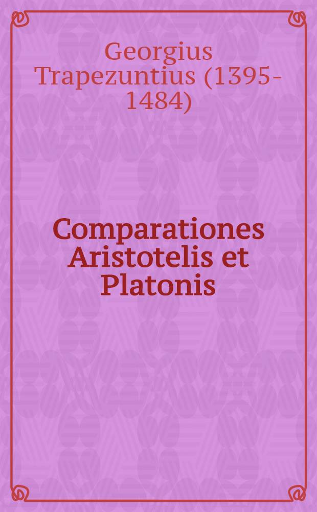 Comparationes Aristotelis et Platonis