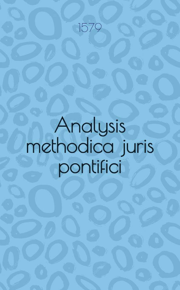 Analysis methodica juris pontifici