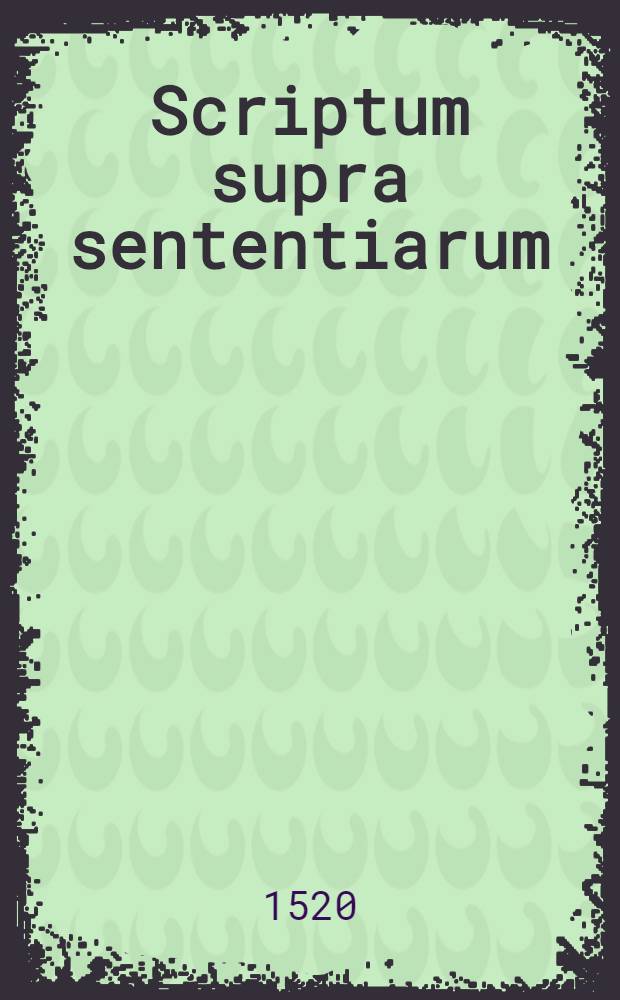 Scriptum supra sententiarum