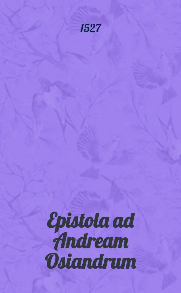 Epistola ad Andream Osiandrum