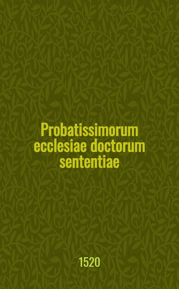 Probatissimorum ecclesiae doctorum sententiae