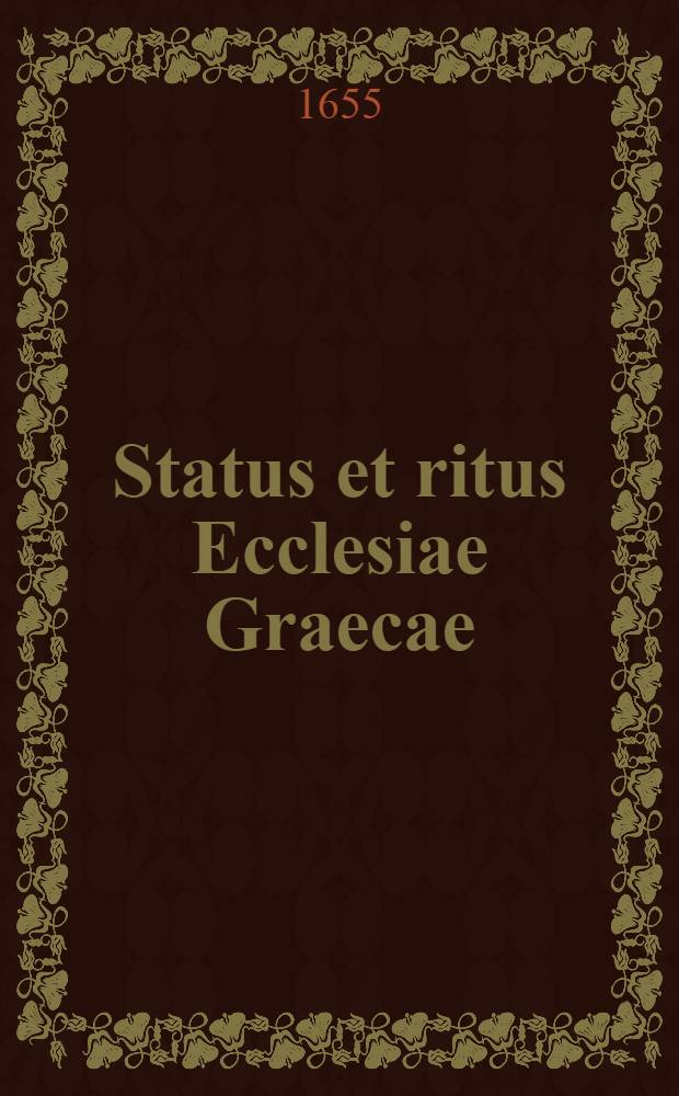 Status et ritus Ecclesiae Graecae