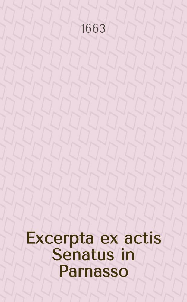 Excerpta ex actis Senatus in Parnasso